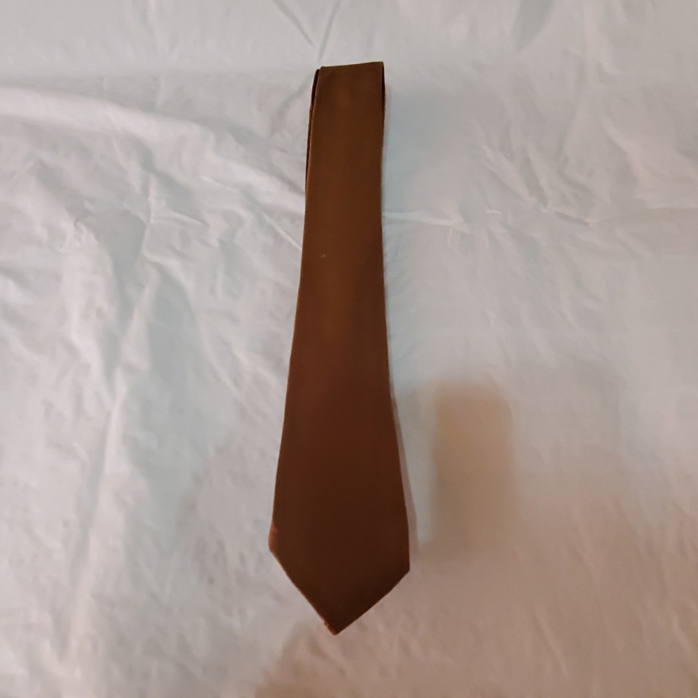 Mens solid brown think neck tie